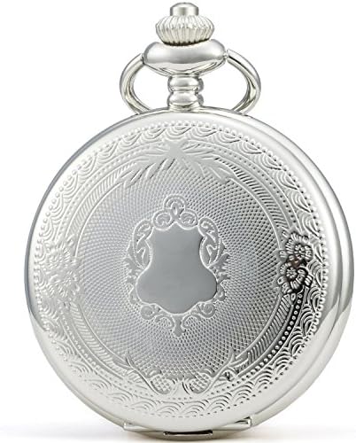 SEWOR Vintage Elegant Carving Pocket Watch Mechanical Hand Wind (Silver)