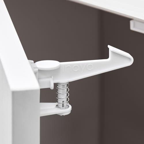 Inaya Cabinet Locks Child Safety Latches - Baby Proofing Cabinets &amp; Drawers Locks - Child Proof Your Home - No Drilling &amp; No Tools Required! (12 Pack - Extended Length Version)