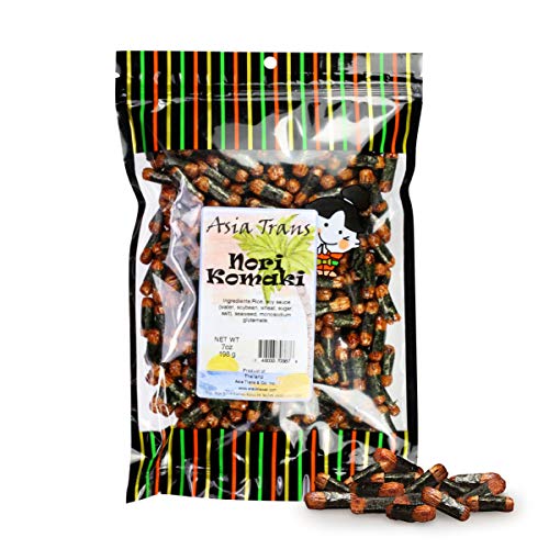Asia Trans Nori Komaki Arare - Crispy Japanese Rice Crackers with Shoyu Flavor, Wrapped in Seaweed - Kaki Mochi Hawaiian Chips - Gourmet Snack, Crunchy Umami, Low Fat, Sweet and Salty Treats - 7 Ounce