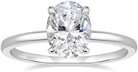 EAMTI 3CT 925 Sterling Silver Engagement Rings Oval Cut Solitaire Cubic Zirconia CZ Wedding Promise Rings for Her Wedding Bands for Women Size 3-11