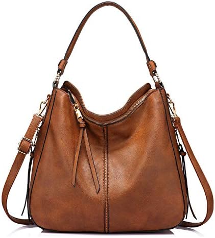 Realer Hobo Crossbody Bags for Women Designer Faux Leather Hobo Handbags Retro Large Size Shoulder Bag Bucket Purse