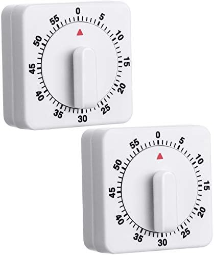 Weewooday 2 Pieces 60 Minute Visual Kitchen Timer Hour Mini Countdown Mechanical Timer Loud Voice for Kitchen, Homework, Exercise
