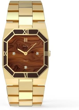 PASCAL Octagonal Enamel Diamond Watch for Men, Modern Vintage Octagonal Men&#39;s Quartz Luxury Gold Dress Watch, Sapphire Crystal, Roman Bezel