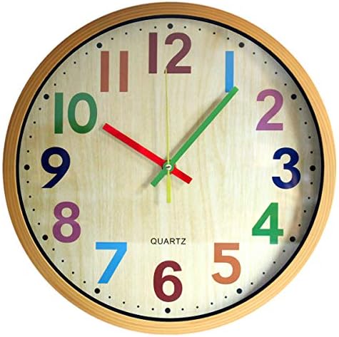 TOHOOYO Wall Clock, 12 Inch Easy to Read Silent Non-Ticking Colorful Battery Operated Clock,for Bedroom,Living Room,Kitchen,Office,School Classroom (Yellow)