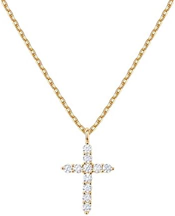 PAVOI 14K Gold Plated Cubic Zirconia Cross Necklace for Women  Cross Faith Pendant Necklaces