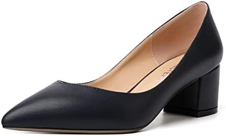 MOVINSTEPS Womens Pointed Toe Slip On Dress Dating Chunky Low Heel Pumps Shoes 2 Inch