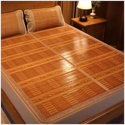 Bamboo Sleeping Mat Foldable Summer Sleeping Mats Bamboo Mat Cooling Sleeping Mattress Smooth and Breathable for Bed, Sofa, Dorm(150x195cm\/59x77in)