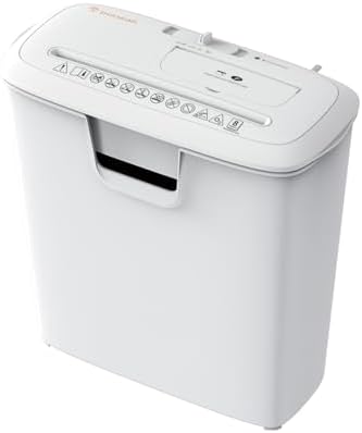 Bonsaii 8-Sheet StripCut Shredder - High Security, CD\/Credit Card, Overheat Protection, 3.4 Gal Bin, Ideal for Home Office, Low Noise Operation, White