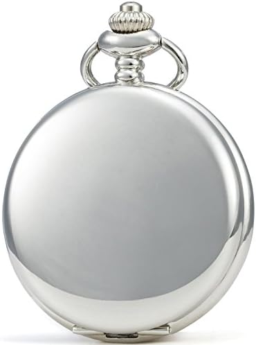SEWOR Vintage Smooth Face Pocket Watch Classic with Brand Leather Box (Silver)