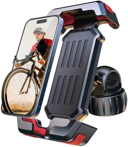 2025 New Upgraded Bike Phone Holder Handlebar - 1S Quick Install, Motorcycle Phone Mount, Bicycle Phone Holder fit Large Phone Case for iPhone Samsung, Dirt Scooter Mini Bike Accessories