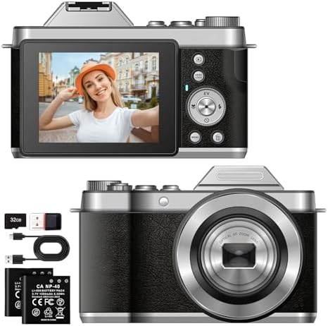 ASTYPHER 4K Retro Vintage Digital Camera: 64MP Retro 3\u201D IPS Screen Camera with 6X Optical Zoom, WiFi Transfer Autofocus Rechargeable Retro Camera for Travel Vlogging and Gifts