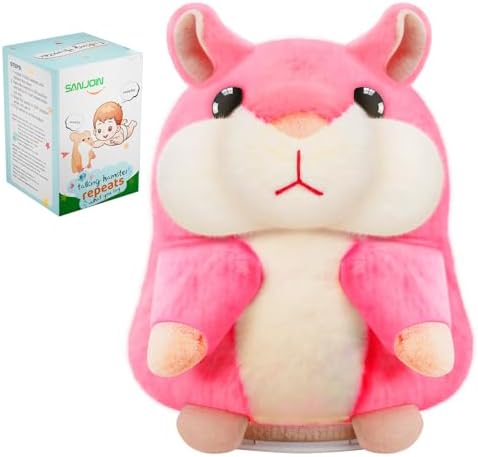 SANJOIN Kids Toddler Toys for Ages 2-4, Talking Hamster Repeats What You Say, Interactive Plush Repeating Toy for 2 3 4 5 6 8 Year Old Boy Girl Birthday Gift (Pink)