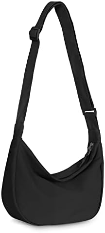 Crossbody Sling Bag for Women Men Trendy, Crescent Bag with Adjustable Strap, 2 Zippers Lightweight Nylon