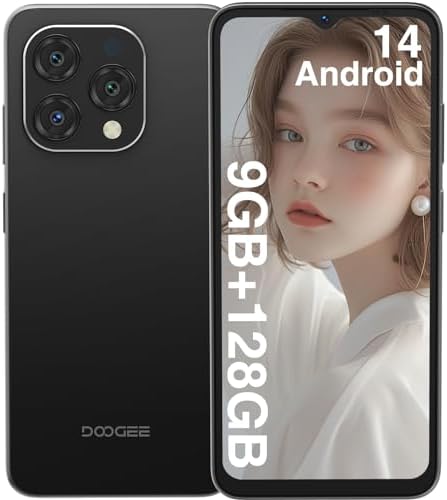 DOOGEE N55 (2025) Android 14 Cell Phone,9GB+128GB Expandable 1TB Android Phone,6.56&#34; HD+ 90Hz Unlocked Cell Phone,5150mAh Battery,13MP+8MP,Dual SIM 4G Phone,Face Unlock,OTG\/T-Mobile