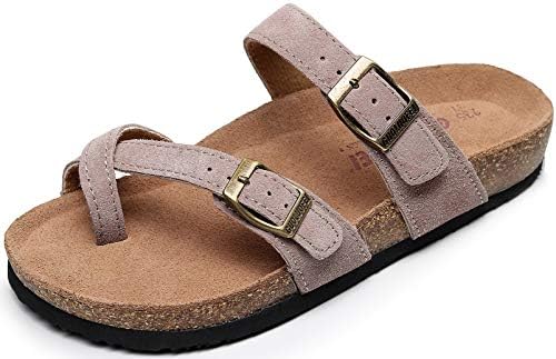 guoluofei Women&#39;s Cork Footbed Slide Sandals With Arch Support,Comfortable Summer Beach Sandals For Women Girls Ladies