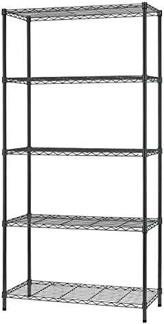 FDW 14&#34; D×36&#34; W×72&#34; H Wire Shelving Unit Commercial Metal Shelf with 5 Tier Adjustable Layer Rack Strong Steel for Restaurant Garage Pantry Kitchen Garage，Black