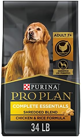 Purina Pro Plan Senior Dog Food With Probiotics for Dogs, Shredded Blend Chicken &amp; Rice Formula - 34 lb. Bag