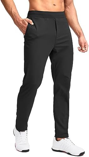 Pudolla Men&#39;s Golf Pants Stretch Sweatpants with Zipper Pockets Slim Fit Work Casual Joggers Pants for Men