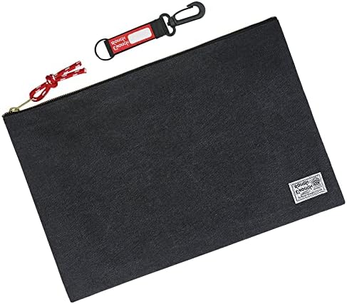Rough Enough Important Document Storage Bag File Folder Organizer Pouch with Zipper Black Waxed Canvas Water Repellent for Travel Office Home