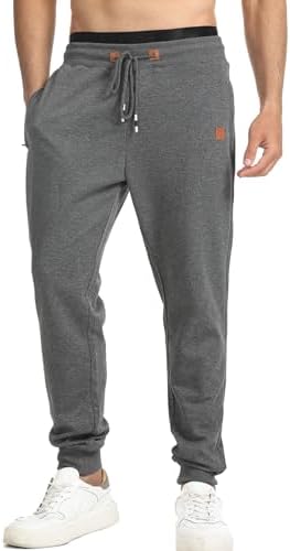Surenow Men&#39;s Athletic Sweatpants Active Workout Jogger Pants for Men with Pockets Tapered Drawstring Gym Running Track Pants