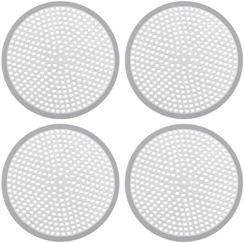 Ohtomber Shower Drain Hair Catcher - 4.72&#34; 4PCS Stainless Steel Shower Stall Sink Drain Cover Strainer,Bathtub Hair Filter Trap Stopper, Bathroom Floor Screen Protector with Silicone Rim
