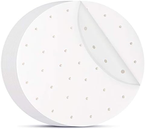 Beasea Air Fryer Parchment Paper 11 Inch, 200pcs Disposable White Perforated Parchment Paper for Air Fryer and Steaming Basket