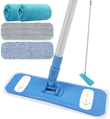 Microfiber Mops for Floor Cleaning, Multi Surface Floor Cleaner with 2 Microfiber Dry Wet Mop Pads + 2 Dusting Clothes for Sweeping and Mopping