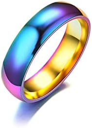 Xusamss Fashion Simple Colorful Stainless Steel Band Ring