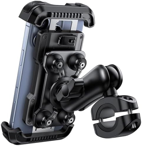 Lamicall Motorcycle Phone Mount Holder - [Dual Vibration Dampener] [Metal Adjustment Arm] Motorcycle Cell Phone Holder, Bike Handlebar Phone Mount, for iPhone 16\/15\/ 14\/13 Pro Max, 4.7-6.7&#34; Pho