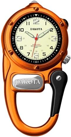 Dakota Mini Clip Microlight, Quality Pocket and Fob Watch, Premium Durability Outdoor Gifts for Men, Use for Fishing Hunting, and More, LED Flashlight, Clip on Watch