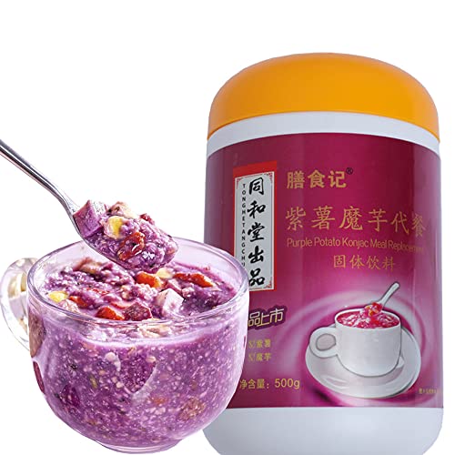 Purple Potato Konjak Congee cereal 17.6oz\/500g Instant cereal nutritious breakfast substitute powder Light and Full Congee oatmeal packets quick oats