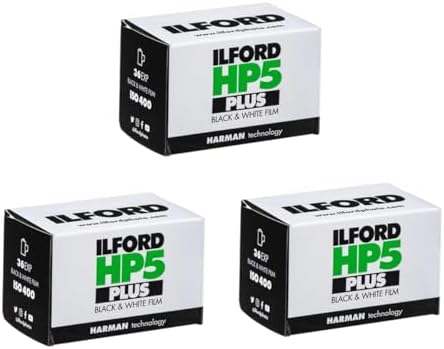 Ilford 1574577 HP5 Plus, Black and white printing film, 35mm, ISO 400, 36 exposures (3-piece set)