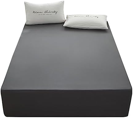 Bedding Twin Size Fitted Sheet Only-Twin Size Deep Pocket Bottom Sheet Fits 15inches Bed Matress Sheet Soft and Microfiber-Easy Care-Dark Gray