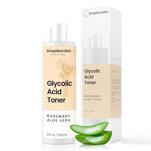 Glycolic Acid Toner for Face - 8% Facial Toning Solution - Hydrating, Anti-Aging, Exfoliates Skin with AHA, Aloe Vera, &amp; Rosemary Extract for Women &amp; Men - 8 Fl Oz