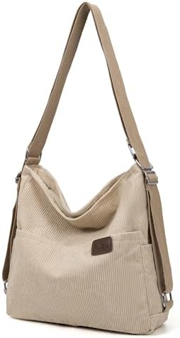 Wytidian 灯芯绒手提包女士斜挎包,可转换单肩包设计师手提包,适合大学、工作