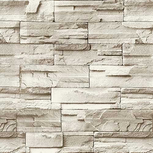 Jeweluck Stone Wallpaper Peel and Stick Brick Wallpaper 17.7\u201D×118.1\u201D Brick Contact Paper Peel and Stick Wall Paper Bathroom Faux Stone Backsplash for Kitchen Removable Decorative for Walls V