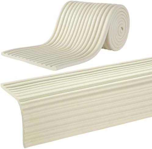 MABOZOO 8&#39;&#39; Extra Wide Seat Edge Cushion, 13.1 FT Length Foam Fireplace Cushion Soft Hearth Guard Bumper Pad Child Proof Padding Hearth Pad Edge Protector, Fireplace Baby Proofing for Baby (Cr