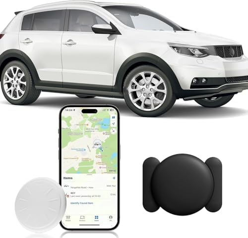 Hongtop H Hidden Car Tracking Device No Subscription, 1PCS Real Time GPS Tracker for Vehicles Work with Find My (iOS Only), Hidden Car GPS Tracker with Magnetic Waterproof Case, Black