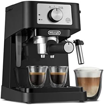De&#39;Longhi Stilosa Manual Espresso Machine, Compact Coffee Maker, 15 Bar Pump Pressure, Manual Milk Frother Steam Wand for Authentic Single &amp; Double Espresso, Lattes &amp; Cappuccinos, Tamper I