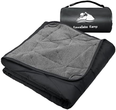 KawaGebo Kamp Outdoor Waterproof Blanket, Foldable Fleece Stadium Blanket for Outdoor Sports Event, Camping, Concerts, Car, Pet, Picnics - Windproof, Wearable, Machine Washable 80&#34; x 58&#34;