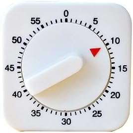 Square 60 Minute Mechanical Timer - Visual Cooking Timer with Loud Alarm - No Batteries Required - Ideal for Cooking, Baking, and Kitchen Management - White