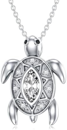 VNRIOW Moissanite Turtle Necklace 925 Sterling Silver Turtle Pendant with Lab Grown Diamond Turtle Jewelry for Women