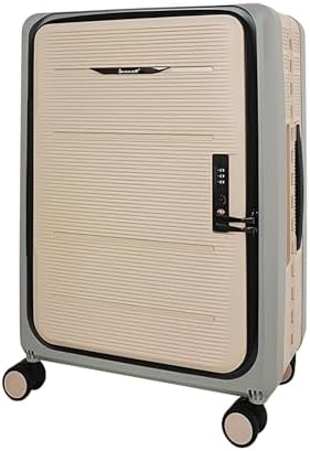 Generic 20inch Ultra-Lightweight Collapsible Hardshell Carry-On Suitcase with Rugged Spinner Wheels, TSA Lock, Spacious Interior, and Laptop Compartment, khaki, Black, SUN02