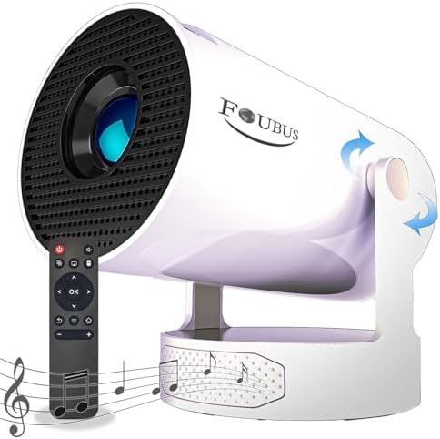 [Short Throw\/Built-in-Apps]FOUBUS HIFI Mini Projector,1080P Full HD Portable Projector with Wifi and Bluetooth 5.4,Auto Keystone,35&#34;-130&#34; Screen,Smart Projector 4K Android11 with HIFI Speaker