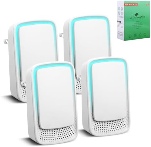4 Pack Plug In Air Ionizers, Quiet Operation Air Freshener for Home, Office, Bedroom, Kitchen, Garage Room, Portable Air Purifiers, Pets Smell - Air Cleaner (White)