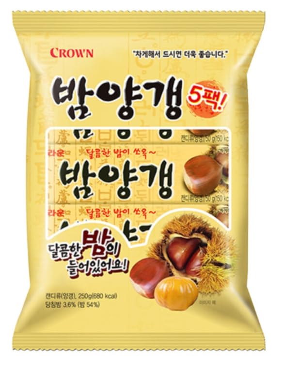 Crown Sweet chestnut Jelly  50g  Pack of 5, Korean Snack, Yangeng Traditional Korean Dessert, 밤양갱