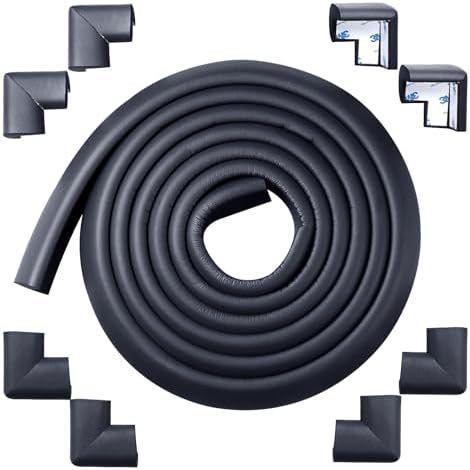Arinbeb Foam Corner Protector for The Fireplace Hearths Edge and Corner Guard, with Retardant Materials Foam Safety Bumpers Baby Proofing (Black)
