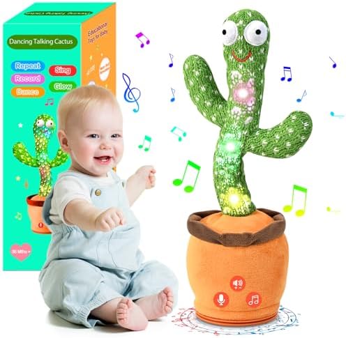 SANJOIN Dancing Talking Cactus Toy for Baby Toddler, Boys Girls Gifts Singing Mimicking Recording Repeating What You Say Baby Toys with 120 English Songs (Adjustable Volume)