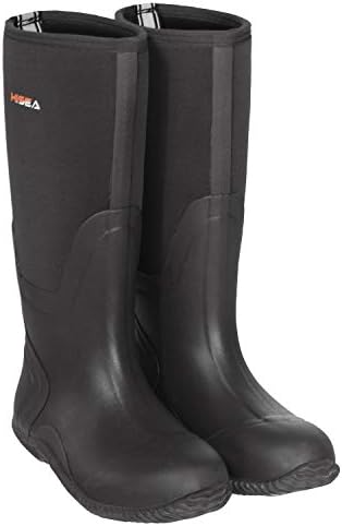 HISEA Men&#39;s Rain Boots, Waterproof Durable Insulated Rubber Boots for Men, 5 mm Neoprene Outdoor Mud Fishing Hunting Boots for Multi-Season (Black, Camo &amp; Brown)