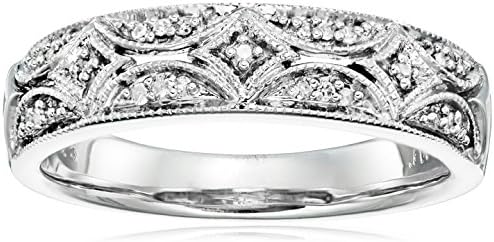 Amazon Essentials Sterling Silver Diamond Accent Band Ring (previously Amazon Collection)